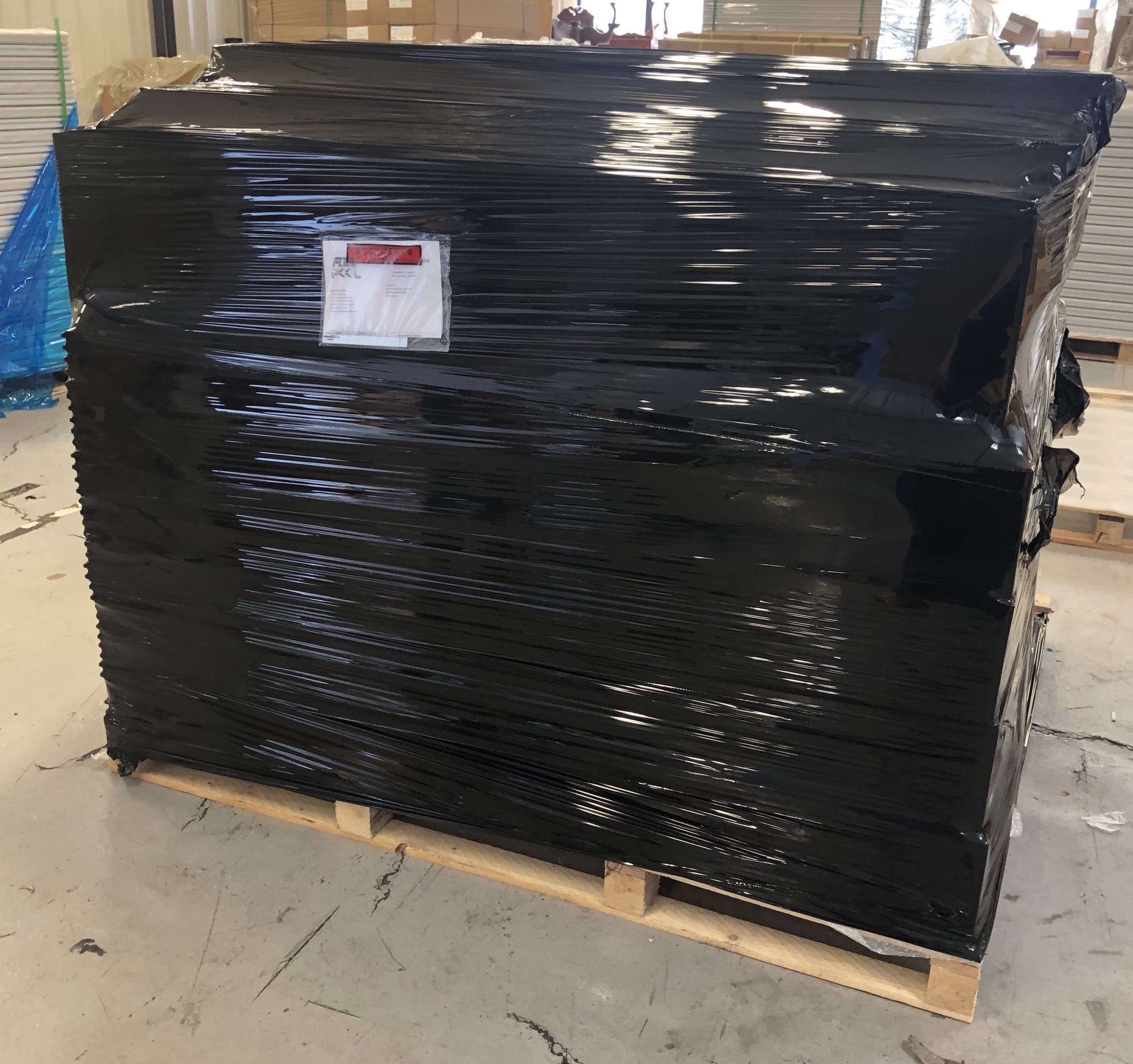 Wrapped pallet for delivery of swimming pool kits