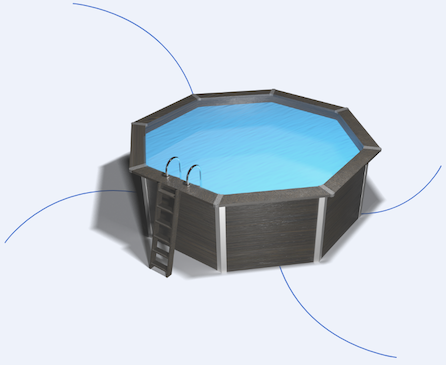 Image of a hexagonal kit swimming pool